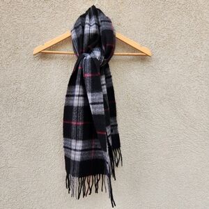 Joseph & Feiss Scarf Blue Plaid 100% Wool Tartan Neck Warmer 60 x 11